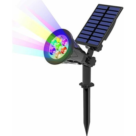 VURAHOME -7 LED Lampe Solaire, Solaire Projecteur avec 7 Couleurs Changent, Extérieur sans Fil Etanche IP65 Lampe Jardin avec 180° Réglable Spot Solaire Extérieur pour Jardin, Cour, Extérieur, Chemin (1/5)