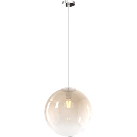 Sopsensione Moderna Big Eclipse Metallo Cromo Vetro Ambra 1 Luce E27 D30
