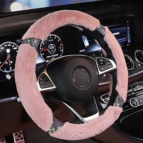 [MAI USATO]Coprivolante per auto in peluche, protezione universale per volante per auto, coprivolante per auto da 38 cm, protezione invernale per volante per auto, antiscivolo, traspirante ( (1/5)