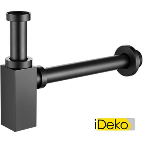 Siphon de Lavabo en Laiton Universel 45mm Tube de Siphon Noir Design standard Réglable Anti Odeur mode (1/4)
