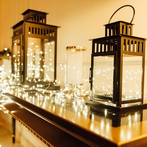 Luce decorativa Ghirlanda di lucine Lampada a sospensione Lampada da balcone Lampada da esterno Lampada da festa Striscia LED 40x, 0,04 W, L 148 cm
