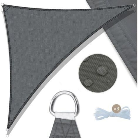 Voile d'ombrage triangulaire 3x3x3m, bâche en polyester PES résistante aux intempéries et aux UV avec cordes, idéale pour les jardins (1/4)