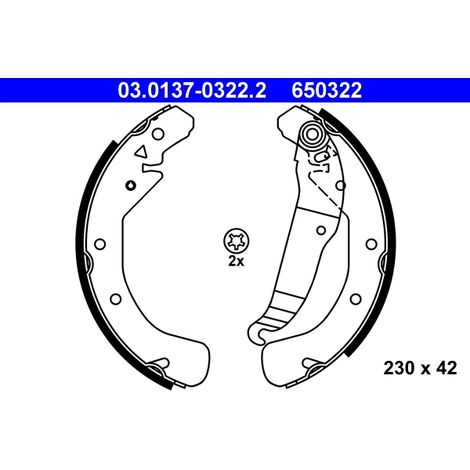 Jeu de mâchoires de frein ATE 03.0137-0322.2 CHEVROLET 16 05 920 90512792