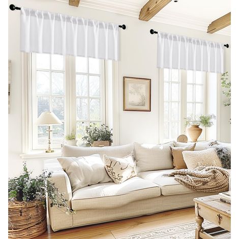 Lot de 2 cantonnières Blanches pour Salon, Chambre à Coucher, Salle de Bain, 150 x 35 cm (l x L) (1/5)