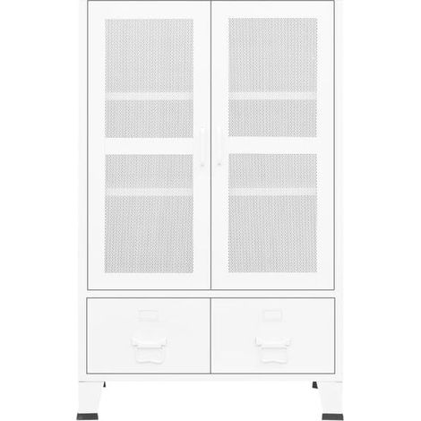 Armoire de Rangement Industrielle en Métal, 70x40x115 cm, Meuble de Stockage Blanc avec Étagères Réglables pour Garage, Atelier ou Bureau (1/5)
