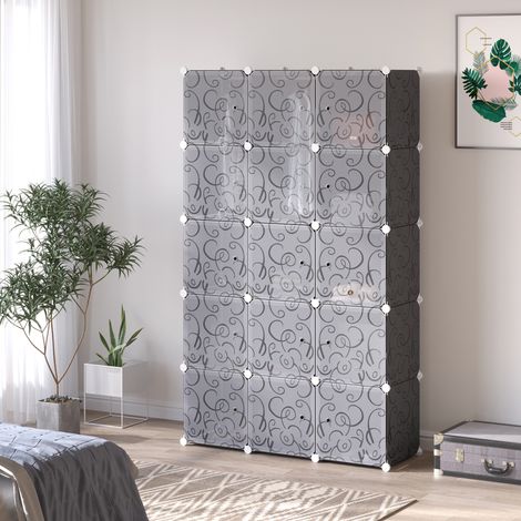 MEUBLIV Armadio modulare 111 x 47 x 183 cm nero – contenitori a scomparti (1/5)