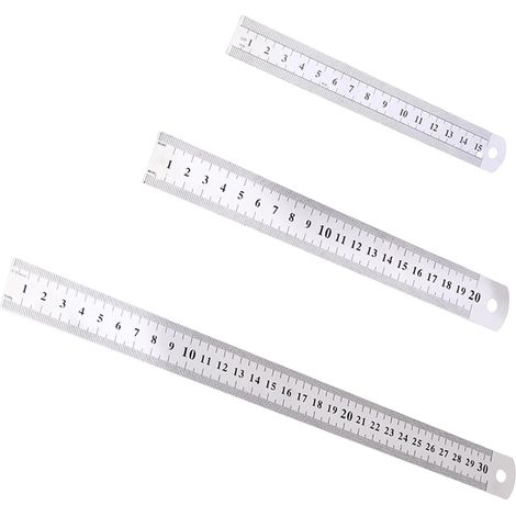 Ensemble de 3 règles en acier inoxydable, règle métallique (1/5)