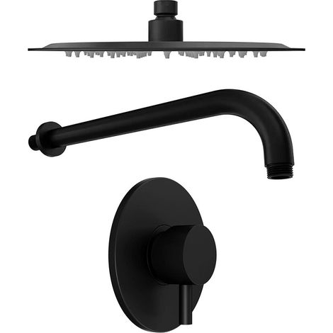 Set doccia nero opaco Miscelatore incasso Katharine con braccio e soffione slim 20 cm (1/4)