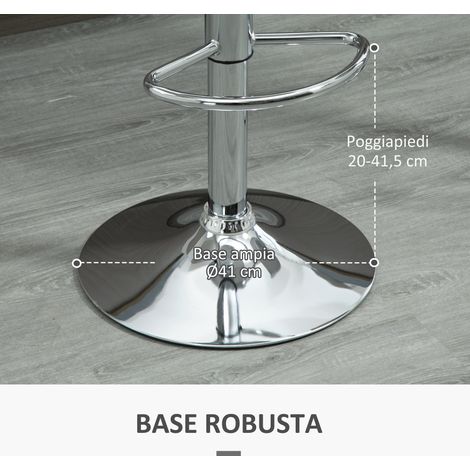 Lot 2 Tabourets de Bar Design Pivotants, Dossier, Repose-pieds, Hauteur Réglable, Similicuir et PP, Pieds Acier, 38x42x82-104cm, Blanc (1/5)