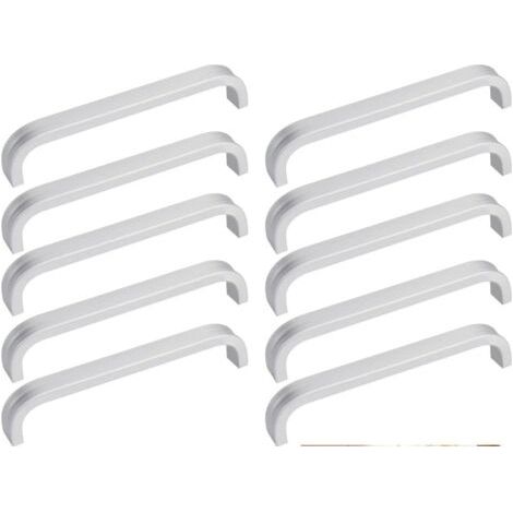 10 PCS Poignée de Meuble Poignet de Porte Cuisine Universel Poignet Tiroir Meuble en Aluminium Poignée Bâton De Porte Exterieure avec 20 Vis pour Cuisine Armoire Porte Placard