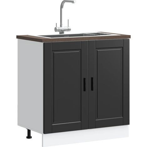 Spülenunterschrank Porto Schwarz 80x46x81,5 cm Holzwerkstoff (1/5)