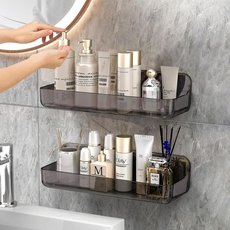 2 Pièces Étagère de douche, Plastique PET, Sans perçage, Grande capacité, Salle de bain et cuisine
