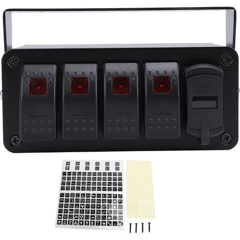 4-fach Wippschalterpanel mit USB-Ladegerät, wasserdicht, Aluminiumlegierung, universell passend für Auto, LKW, Boot, Wohnmobil, UTV, ATV, Fast QC3.0, PD. (1/5)