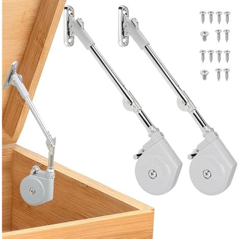2 charnières à fermeture douce pour coffre à jouets, maintien de couvercle à 105° avec amorti, charnières silencieuses à fermeture lente, pour armoires, coffres à jouets, meubles, alliage de zinc dura (1/5)