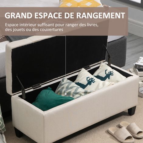 Banc rangement bout de lit coffre salon chambre entrée 100x40x44 cm blanc