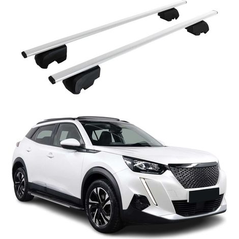 OMAC Barres de toit pour Peugeot 2008 II 2019-2026 – City Crash tested – ISO PAS 11154:2006 – Antivol inclus – Charge max 75 kg – 2 barres Argent (1/4)