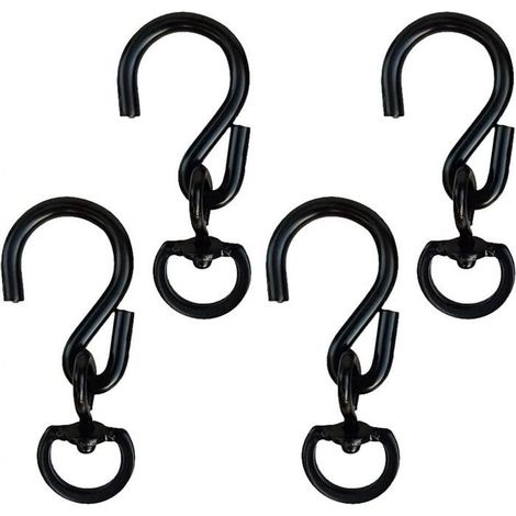 Crochets pivotants pour plantes suspendues, lot de 4, rotation 360°, métal antirouille, noir (1/5)
