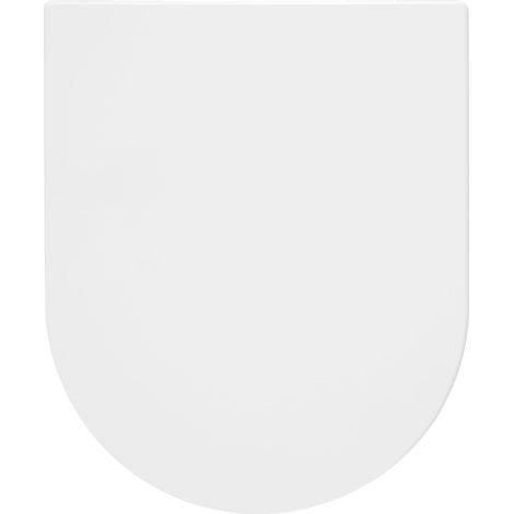 Abattant Disco blanc en thermodur, forme D, avec fermeture ralentie, déclipsable, fixation par le dessus, charnières en inox., Wirquin 20724949, blanc (1/5)