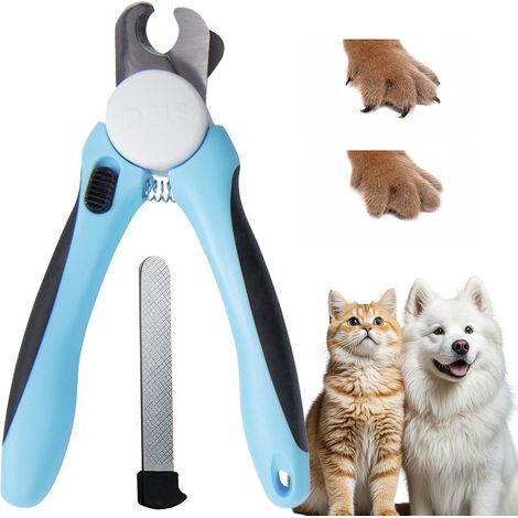 Coupe-Griffes pour Chien, Coupe Ongle Chat, Ciseau pour Griffes Petites Et Moyennes, Lime Griffes Chien, Efficace Pinces à Ongles Chat et Animaux De Compagnie(Bleu L) (1/4)