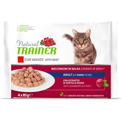 Gatto Bocconcini Flowpack Manzo 4x85gr Natural Trainer (1/2)