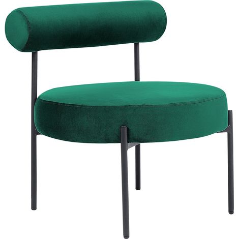 Sedia senza braccioli Seduta rotonda Roll Back Design vintage Rivestimento in velluto Verde Smeraldo Alpha (1/5)