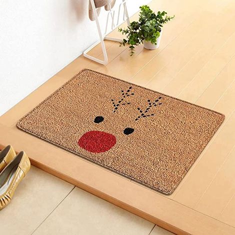 Tapis De Bienvenue - Motif Arbre De Noël Et Flocon De Neige - Pour Porte D'Entrée Extérieure - 40 X 60 Cm - Rouge Et Vert (1/4)