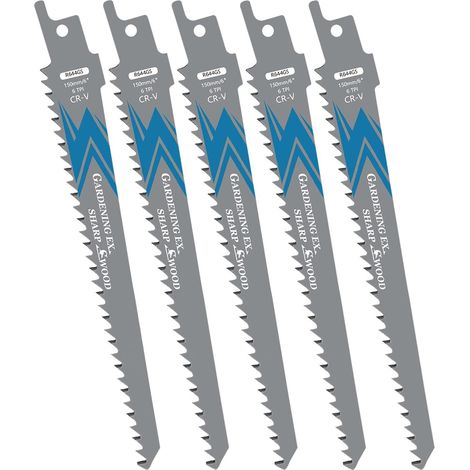 Reciprocating Saw Blade Set 5 Pieces for Wood Reciprocating Saw Accessories R644GS for Quick Cuts 150mm 6TPI (5pcs) (1/5)
