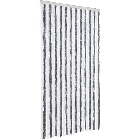 Rideau anti-mouches gris et blanc 100x200 cm chenille CFW65124 (1/5)