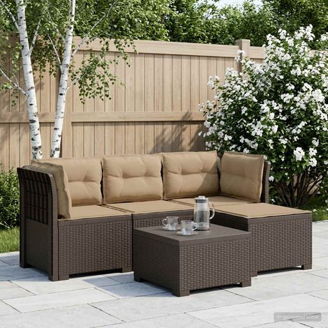 vidaXL Sofá de Jardín para 4 Personas con Cojines y Diseño de Rattan (1/5)