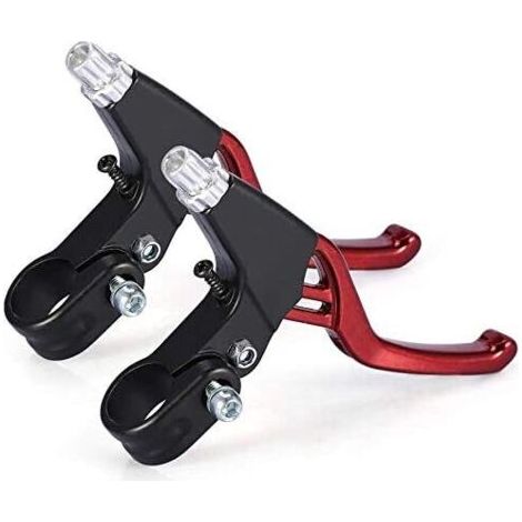 Poignée de Frein de Vélo - Alliage D'aluminium Frein à Levier de Frein à Main Universel pour Vélos,S'appliquent à Vélo de Route VTT BMX Frein à Vélo 2,2 cm de Diamètre Une Paire (Rouge) (1/5)