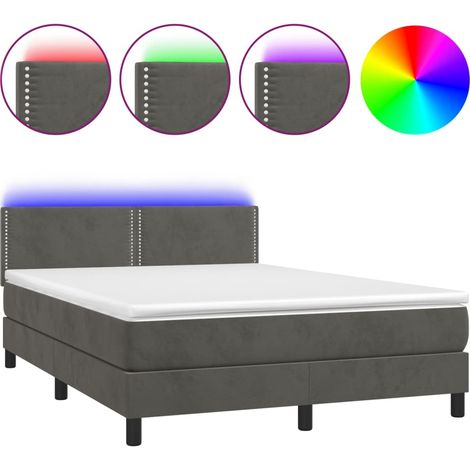 Maison Exclusive - Boxspringbett mit Matratze & LED Dunkelgrau 14