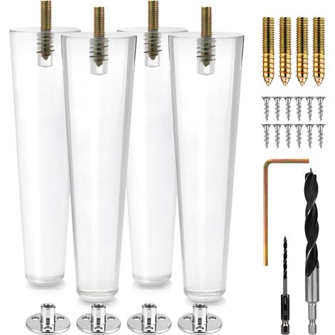 Pieds de Meuble en Acrylique Transparent pour Canapé et Table Basse - 50x100 mm (Lot de 4)
