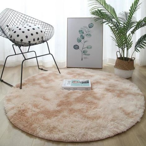 Tapis Salon Rond Shaggy - Diamètre 120cm - Tapis de Chambre - Doux Moelleux Polyester Tapis Sol (1/2)