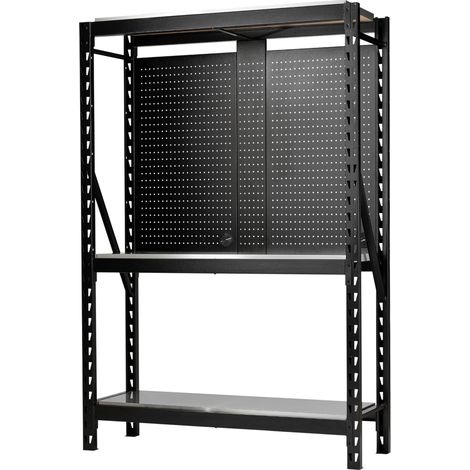 Draper 27922 BUNKER 17 Piece Modular 3 Tier Racking with Stainless Steel Shelving and Pegboards, 1500mm