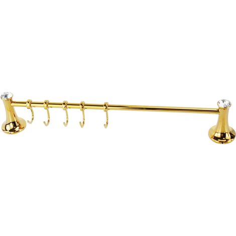 Appendino 5 ganci per accappatoio asciugamani da Bagno da Muro in acciaio oro con punto luce cristallo in acrilico accessori bagno