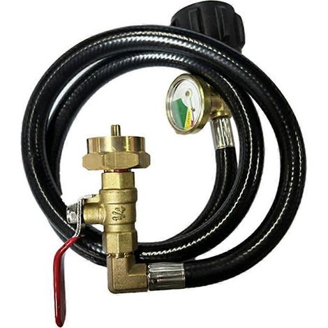 Kit de tuyau adaptateur pour remplissage de propane avec manomètre, convertisseur flexible de 90 cm (1 lb à 20 lb) pour un remplissage facile (1/5)