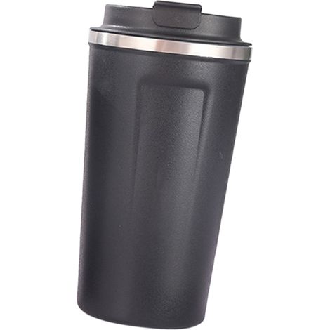 Gobelet Isotherme 510ml Noir Acier Inoxydable 304 avec Couvercle Sécurisé, Grande Capacité Portable pour Café Bureau (1/5)