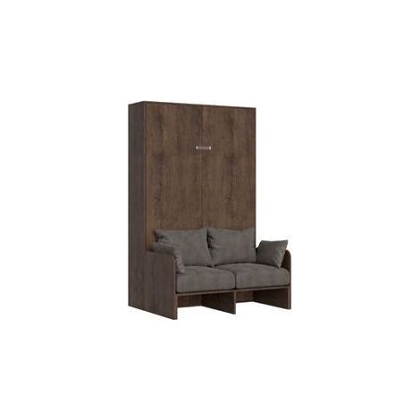 Lit escamotable vertical noyer avec canapé tissu Bounto 140x190 de tissu-Couleur Microfibre 15 (1/5)