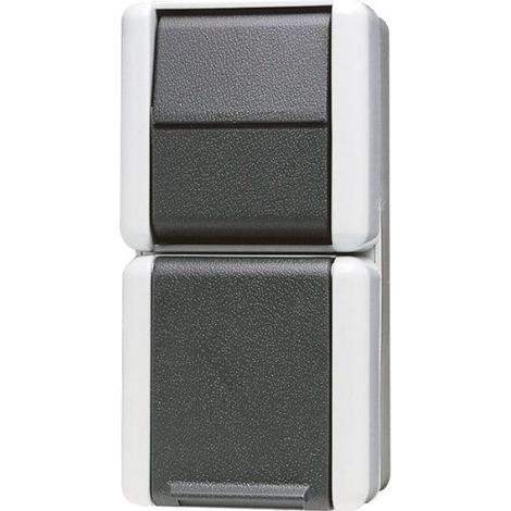 Jung Enchufe SCHUKO® 16 A 250 V  con pulsador 10 A 250 V , termoplástico, WG 800, gris, vertical 871 W