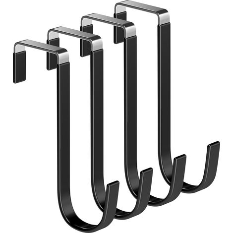Ganchos para puertas de 12,5 cm, que se pueden usar como albornoces, guirnaldas y en armarios (negros, 4 por juego). (1/5)