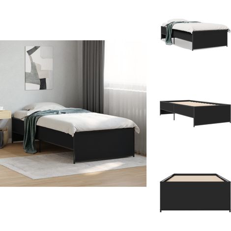 Cadre de lit sans matelas noir 90x190 cm - Cadre De Lit - Lit Double - Literie - Meuble Chambre - Design Moderne (1/5)