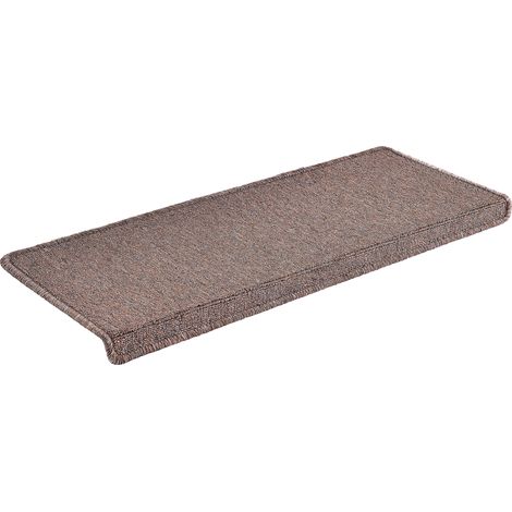 Set di 15 gradini rettangolari antiscivolo 65 x 24 cm con bordo marrone scuro 030007610