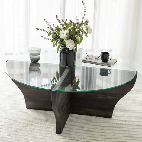 Table Basse Califfi, Porte-revues, Forme Ronde, Structure Anthracite, 92x92x36h cm Noir Anthracite (1/5)