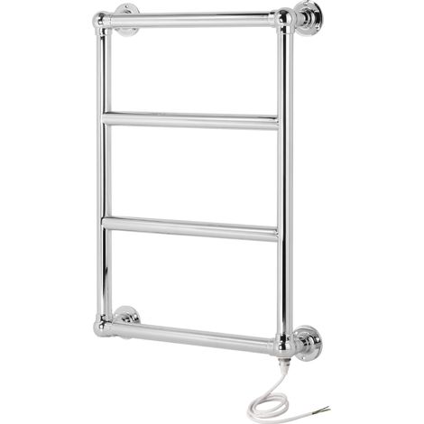 Electric Traditional Chrome Ball Jointed Heated Towel Rail Bathroom Radiator 470mm W x 740mm H (1/3)