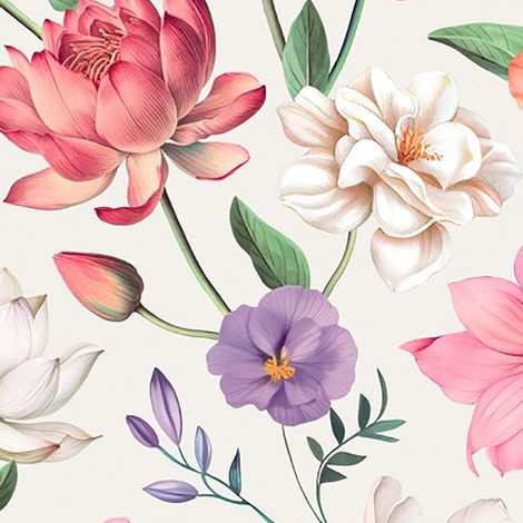 Watercolour Floral Wallpaper White Botanical Flower Paste The Wall Vinyl (1/4)