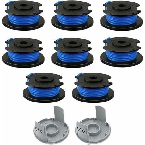 10 Pièces Bobine de Rechange pour Débroussailleuse,fil Bobine Coupe Bordure,Compatible Avec Ryobi One + AC14RL3A-18V 24V 40V,Coupe-fil Sans Fil Line 11ft,8 Bobines + 2 Capuchons de Coupe (1/5)