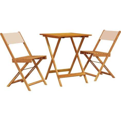 Set da Bistrot 3 pz Salotto da Giardino Beige in Tessuto e Legno Massello (1/5)