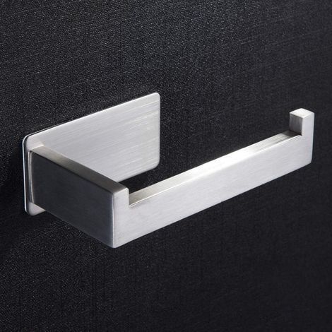 Porte-rouleau de papier toilette auto-adhésif - Porte-papier toilette en acier inoxydable pour salle de bain sans perçage brossé (1/5)