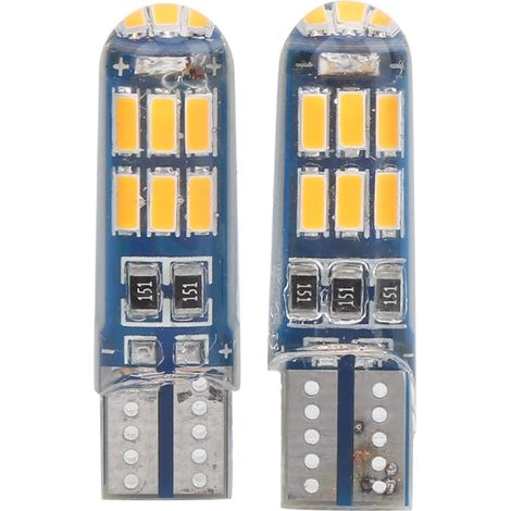 2 ampoules RGB étanches clignotantes pour feux de gabarit auto, ampoules wedge jaunes, flash stroboscopique waterproof, lot de 2 (1/5)