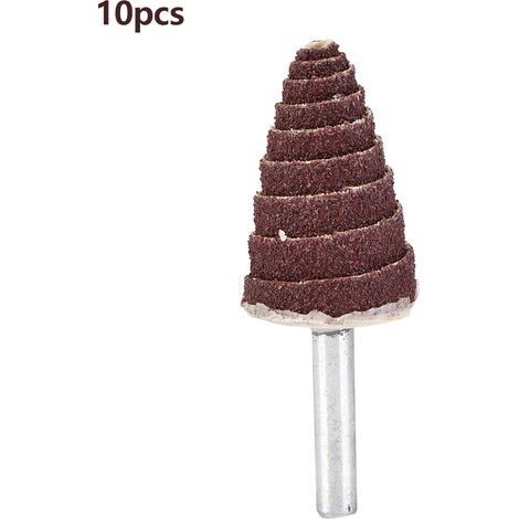 6x25mm Kegelschleifscheiben mit 6mm Schaft – Packung mit 10 Schleifpapierscheiben für Rotationswerkzeuge, präzises Schleifen und effizientes Polieren von Metallen und Holz (1/5)